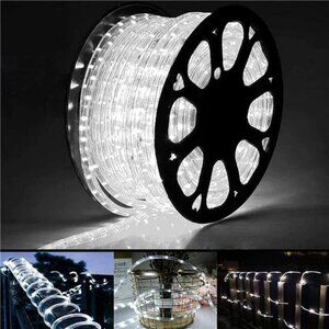 100ft White LED Rope Lights Outdoor Indoor Waterproof Connectable 8 Mode Lightin